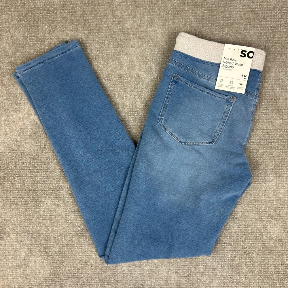 So Goods For Life Jegging Jeans Women 16 Blue Superstretch Ribbed Waist Mid Rise
